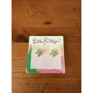 Lilly Pulitzer Starfish Stud Earrings Gold Metallic Rhinestone NIP Coastal Chic